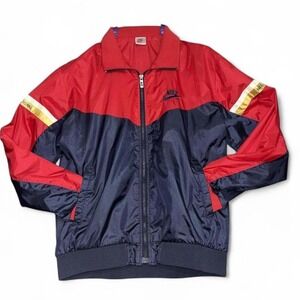 Vintage Nike International Jacket Mens L Red Navy Colorblock Windbreaker 88